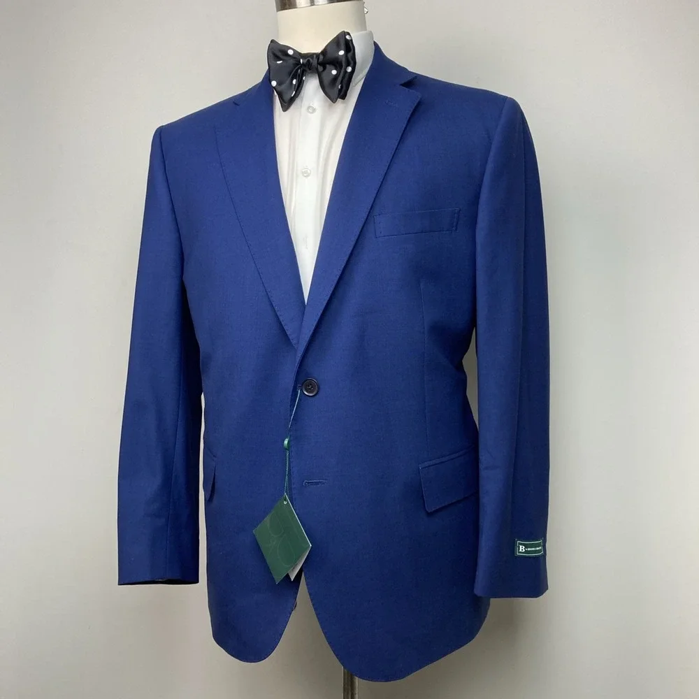 B By Brooks Brothers Mens 2-pc Suit Classic-Fit Jacket 46S Pant 38x30 Blue Wool